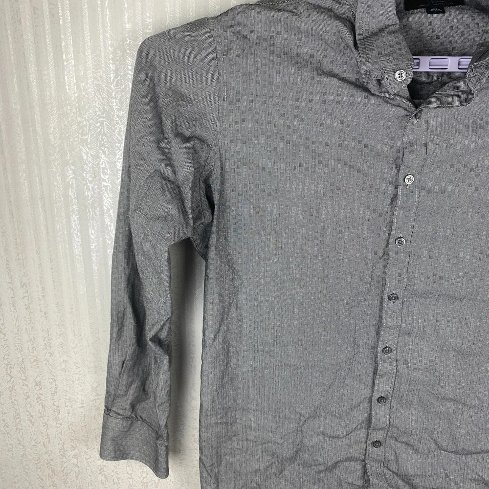 Marc Anthony Mens Gray Slim Fit Everyday Comfort Button Up Collared‎ Shirt Sz XL